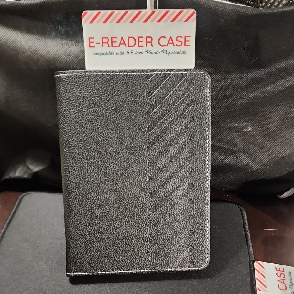 Black Tablet Case with Textured Design and Book-Style Folding